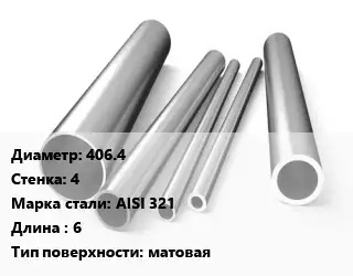 Труба нержавеющая 406.4х4 мм Сталь AISI 321 L=6 матовая